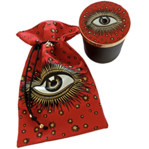 Κηροπήγιο με εκτύπωση κόκκινο μάτι και πουγκί