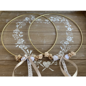 RNΣΤ385 | ΣΤΕΦΑΝΑ ΜΕΤΑΛΛΙΚΗ ΧΡΥΣΗ ΒΕΡΓΑ ΜΠΕΖ ΙΒΟΥΑΡ ΛΕΥΚΟ ΣΑΤΕΝ ΛΟΥΛΟΥΔΑΚΙ