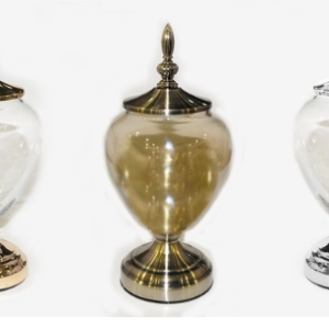 ΒΑΖΟ ΓΥΑΛΙΝΟ ΜΕΤΑΛΛΙΚΟ ΚΑΠΑΚΙ ΚΑΙ ΠΟΔΙ TG001 32x14cm FT0503154