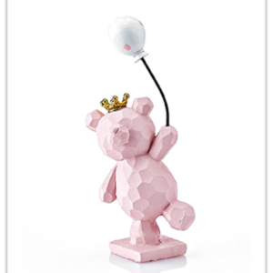 Μπομπονιέρα Κεραμικό Αρκουδάκι Ροζ με Μπαλόνι