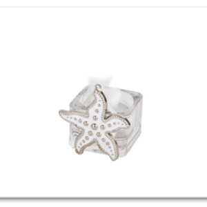 Μπομπονίερα Κερί Ρεσώ με Αστερία, Λευκή Επιμετάλλευση