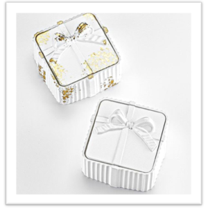 Μπομπονιέρα Κεραμική Μπιζουτιέρα Τετράγωνη Με Φιόγκο