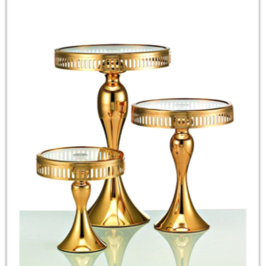 Τουρτιέρες Μεταλλικές Χρυσές Σετ 3 Τμχ