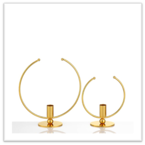 Κηροπήγια Μεταλλικά Χρυσά Σετ 2 Τμχ Κρίκοι