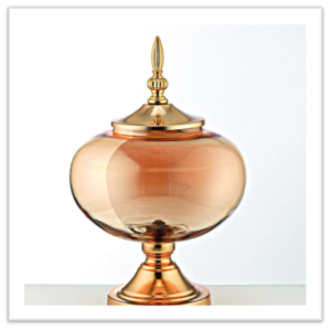 Γυάλινη Χρυσή Φοντανιέρα Με Καπάκι, Μεγάλη