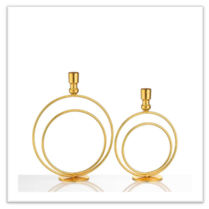 Κηροπήγια Μεταλλικά Χρυσά Διπλός Κύκλος Σετ 2 Τμχ