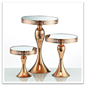 Μεταλλικές Τουρτιέρες Χρυσές Με Καθρέφτη Σετ 3 Τεμαχίων