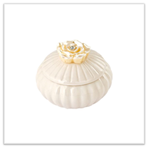 Μπομπονιέρα Μπιζουτιέρα Πορσελάνινη με 3D Τριαντάφυλλο