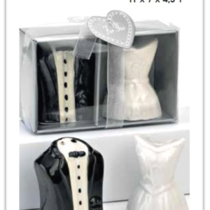 Κεραμική Μπομπονιέρα Αλατοπιπέρα Γαμπρός-Νύφη Σέτ 2 ΤΜΧ