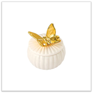 Μπομπονιέρα Μπιζουτιέρα Πορσελάνινη Με Χρυσή Πεταλούδα