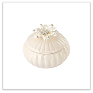 Μπομπονίερα Μπιζουτιέρα Πορσελάνινη με 3D Λουλούδι ΣΤΡΑΣ