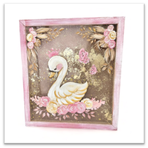 Κάδρο Ευχών Με Ζωγραφικό Κυκνάκι
