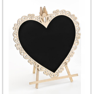 Ξύλινος Μαυροπίνακας Καρδία με Βάση