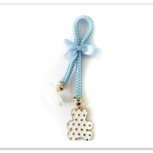 Μπομπονιέρα Σιέλ με Πουά Αρκουδάκι, Επιχρυσωμένο 24Κ