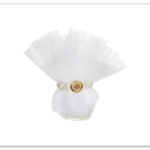 Μπομπονιέρα Πουγκί Τούλινο με Μάτι, Επιχρυσωμένο 24Κ