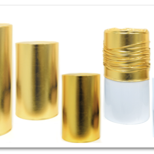 Μεταλλικό Στάντ Γυαλιστερό Λευκό με Χρυσό Ύφασμα Σετ/5