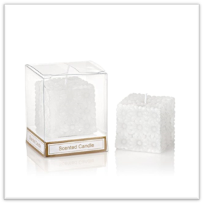 Μπομπονιέρα Αρωματικό Κερί Λευκό Με Μαργαρίτες Σε PVC Κουτάκι