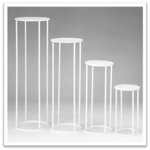 Μεταλλικές Ανθόστηλες Λευκές Στρογγυλές Σετ 4 ΤΜΧ