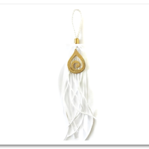 Μπομπονιέρα Λευκή με Σταγόνα και Ευχές, Επιχρυσωμένο 24Κ