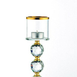 Κρυστάλλινο Κηροπήγιο με Χρυσές Λεπτομέρειες