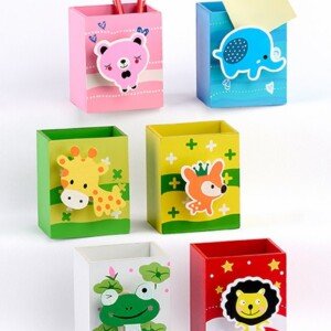 Μπομπονίερα Ξύλινη Μολυβοθήκη Μέμο Ζωάκια 6 Σχεδίων