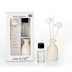 Μπομπονιέρα Αρωματικό Χώρου 10ml με Sticks σε Λευκό Κουτί