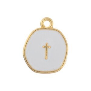 Μεταλλικός Σταυρός Λευκός/Χρυσός Ε49 15*19χιλ 25 τεμ.